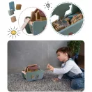 Fajáték szett, Nukido NK-862, Noé bárkája, fa, pasztell színek, Montessori inspirált, formabedobó, állatfigurákkal