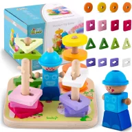  Fa formaválogató, Ricokids RK-866, 16 db, színes, 5 pálcás, készségfejlesztő, biztonságos festékekkel