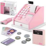   Fajáték pénztárgép, Ricokids RK-868, színes, szkennerrel és kártyaterminállal, nyíló fiókkal, bankjegyekkel és érmékkel