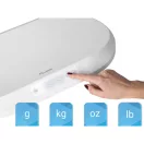 Elektronikus babamérleg, Nukido NK-950, fehér, 5 g pontosság, beépített 150 cm mérőszalag, teherbírás: 40 kg, elemes (3 x  AAA, tartozék)