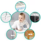 Gyerekzár, Ricokids 798300, fehér, szerkényhez és fiókhoz, 9, 5 x 3, 4 cm, állítható, 10 db zár, UV álló, műanyag, 3M ragasztóval (TE798300)