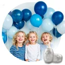 Hélium 30 db lufi felfújásához, Ricokids, kék, 0,2 m3 héliumtartály, 30 db vegyes színű lufival, 40 m szalag, egyszer használatos palack, hordozható, nyomáscsökkentővel