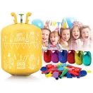 Hélium 50 db lufi felfújásához, Ricokids, sárga, 0,42 m3 héliumtartály, 50 db vegyes színű lufival, 60 m szalag, egyszer használatos palack, hordozható, nyomáscsökkentővel