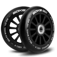   Roller kerék szett, SOKE, fekete, 10 cm, 2 db, ABEC-9 csapágy, 88A keménységű PU, 0,8 cm tengely