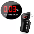 Alkoholteszter, szonda, Promiler DXP-600, fekete, félvezetős érzékelő, piros LED kijelző, hordtáskával, automatikus kikapcsolás, elemes (2 x AA - tartozék)