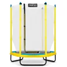 Kerti trambulin, Neo-Sport, sárga/fekete, átmérő: 140 cm, kerek, magasság: 36 cm, 150 cm külső védőháló, acél váz, 3 dupla láb, 50 kg teherbírás, 36 db rugó