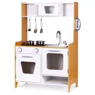   Játékkonyha, ECOTOYS PLK534, fa, 60 x 30 x 90 cm, fényhatásokkal, hanghatásokkal, 5 db tartozékkal, elemes (2 x AAA, nem tartozék)