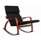Hintaszék, ModernHome TXRC-03, szürke, 97 x 58 x 65 cm, állítható lábtartó, fejtámasz, levehető huzat, fa és fém váz, 120 kg teherbírás