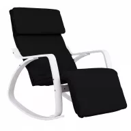   Hintaszék, ModernHome TXRC-03, fekete, 97 x 58 x 65 cm, állítható lábtartó, fejtámasz, levehető huzat, fa és fém váz, 120 kg teherbírás