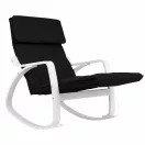Hintaszék, ModernHome TXRC-03, fekete, 97 x 58 x 65 cm, állítható lábtartó, fejtámasz, levehető huzat, fa és fém váz, 120 kg teherbírás