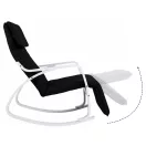Hintaszék, ModernHome TXRC-03, fekete, 97 x 58 x 65 cm, állítható lábtartó, fejtámasz, levehető huzat, fa és fém váz, 120 kg teherbírás