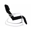 Hintaszék, ModernHome TXRC-03, fekete, 97 x 58 x 65 cm, állítható lábtartó, fejtámasz, levehető huzat, fa és fém váz, 120 kg teherbírás