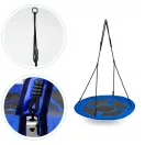 Fészekhinta, ECOTOYS BOC100, kék, átmérő: 100 cm, vízálló, állítható kötélmagasság: 140-190 cm, acél váz, poliészter, teherbírás: 150 kg