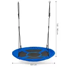 Fészekhinta, ECOTOYS BOC100, kék, átmérő: 100 cm, vízálló, állítható kötélmagasság: 140-190 cm, acél váz, poliészter, teherbírás: 150 kg