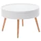 Dohányzóasztal, ModernHome FH-CT0210, fehér, átmérő: 60 cm, kör alakú, magasság: 40 cm, levehető tető, fenyőfa lábak