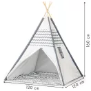 Gyereksátor, ECOTOYS Wigwam 8112, Tipi, 120 x 120 x 160 cm, fa váz, poliészter borítás, beltéri/kültéri, textil padlóval