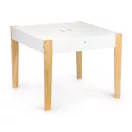 Gyerek asztal és szék szett, ECOTOYS OT143, 1 db asztal + 2 db szék, fenyőfa lábak, 4 rekeszes tárolóval, levehető kétoldalas asztallap