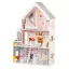 Fa babaház, ECOTOYS 4127, XXL kastély, 81,5 x 30 x 126 cm, 3 szint, 5 szoba, 15 db fa bútorral, erkéllyel