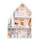 Fa babaház, ECOTOYS 4127, XXL kastély, 81,5 x 30 x 126 cm, 3 szint, 5 szoba, 15 db fa bútorral, erkéllyel