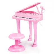   Gyerek szintetizátor, Multistore HC490482, 40 x 34 x 44,5 cm, 36 billentyűs, ülőkével (22 x 23 cm), mikrofonnal, karaoke funkció, telefon/MP3 csatlakozás, előre programozott dallamok, elemes (3 x AA, nem tartozék), 3 éves kortól ajánlott