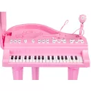 Gyerek szintetizátor, Multistore HC490482, 40 x 34 x 44,5 cm, 36 billentyűs, ülőkével (22 x 23 cm), mikrofonnal, karaoke funkció, telefon/MP3 csatlakozás, előre programozott dallamok, elemes (3 x AA, nem tartozék), 3 éves kortól ajánlott