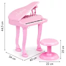 Gyerek szintetizátor, Multistore HC490482, 40 x 34 x 44,5 cm, 36 billentyűs, ülőkével (22 x 23 cm), mikrofonnal, karaoke funkció, telefon/MP3 csatlakozás, előre programozott dallamok, elemes (3 x AA, nem tartozék), 3 éves kortól ajánlott