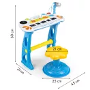Gyerek szintetizátor, Multistore HC490441 , kék, 45 x 21 x 60 cm, 31 billentyűs, mikrofonnal, telefon/MP3 csatlakozás, előre programozott dallamok, elemes (3 x AA, nem tartozék), 3 éves kortól ajánlott
