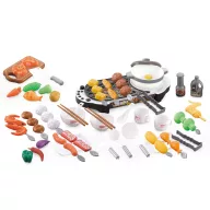   Játék ételkészlet, Multistore HC487931, Mini konyhai grill, 69 db, hanghatásokkal, fényhatásokkal, elemes (3 db AA, nem tartozék)