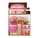 Fa babaház, ECOTOYS ECO06391 , 59 x 30 x 90 cm, 3 szint, 5 szoba, 17 db bútorral, 3 éves kortól