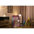 Fa babaház, ECOTOYS ECO06391 , 59 x 30 x 90 cm, 3 szint, 5 szoba, 17 db bútorral, 3 éves kortól