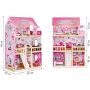 Fa babaház, ECOTOYS ECO06391 , 59 x 30 x 90 cm, 3 szint, 5 szoba, 17 db bútorral, 3 éves kortól