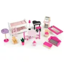 Fa babaház, ECOTOYS TL49059, 89 x 32,5 x 90 cm, 3 szint, 7 szoba, 16 db bútor, lifttel és csúszdával, terasszal és grillezővel, 3 éves kortól