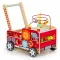 Járássegítő és oktató tábla, ECOTOYS TL09025, Tűzoltóautó, 46 x 28 x 41,5 cm, fa, többfunkciós, formaválogatóval és 6 db kockával, gyöngylabirintussal