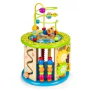 Fejlesztő kocka, ECOTOYS HM179520, 21,5 x 21,5 x 17,5 cm, golyólabirintussal, órával, formabedobóval, fogaskerekekkel, mágneses horgászjátékkal