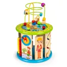 Fejlesztő kocka, ECOTOYS HM179520, 21,5 x 21,5 x 17,5 cm, golyólabirintussal, órával, formabedobóval, fogaskerekekkel, mágneses horgászjátékkal