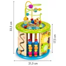 Fejlesztő kocka, ECOTOYS HM179520, 21,5 x 21,5 x 17,5 cm, golyólabirintussal, órával, formabedobóval, fogaskerekekkel, mágneses horgászjátékkal