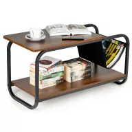   Dohányzóasztal, ModernHome YLT-1502-02P, 86,5 x 40 cm, téglalap alakú, magasság: 46 cm, 2 szintes, fém váz, MDF asztallap, vízlepergető felület