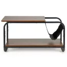 Dohányzóasztal, ModernHome YLT-1502-02P, 86,5 x 40 cm, téglalap alakú, magasság: 46 cm, 2 szintes, fém váz, MDF asztallap, vízlepergető felület