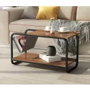 Dohányzóasztal, ModernHome YLT-1502-02P, 86,5 x 40 cm, téglalap alakú, magasság: 46 cm, 2 szintes, fém váz, MDF asztallap, vízlepergető felület
