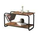 Dohányzóasztal, ModernHome YLT-1502-02P, 86,5 x 40 cm, téglalap alakú, magasság: 46 cm, 2 szintes, fém váz, MDF asztallap, vízlepergető felület