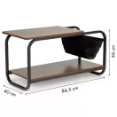 Dohányzóasztal, ModernHome YLT-1502-02P, 86,5 x 40 cm, téglalap alakú, magasság: 46 cm, 2 szintes, fém váz, MDF asztallap, vízlepergető felület