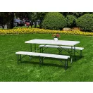 Kerti asztal, MultiGarden NZK-180S, fehér, 180 cm, acél keret, HDPE műanyag felület, összecsukható, teherbírás: 100 kg
