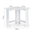Sarok számítógépasztal, ModernHome WYJ-253, fehér, 72 x 72 x 74 cm, 2 polccal, laminált forgácslap, karcálló, foltálló