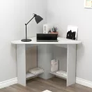 Sarok számítógépasztal, ModernHome WYJ-253, fehér, 72 x 72 x 74 cm, 2 polccal, laminált forgácslap, karcálló, foltálló