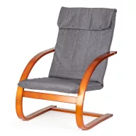   Hintaszék, ModernHome TXWQM-31, szürke/barna, 96 x 67 x 76 cm, fa és fém váz, levehető huzat, 120 kg teherbírás