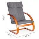 Hintaszék, ModernHome TXWQM-31, szürke/barna, 96 x 67 x 76 cm, fa és fém váz, levehető huzat, 120 kg teherbírás