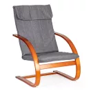 Hintaszék, ModernHome TXWQM-31, szürke/barna, 96 x 67 x 76 cm, fa és fém váz, levehető huzat, 120 kg teherbírás