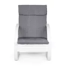 Hintaszék, ModernHome TXWQM-31, szürke/fehér, 96 x 67 x 76 cm, fa és fém váz, levehető huzat, 120 kg teherbírás