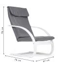 Hintaszék, ModernHome TXWQM-31, szürke/fehér, 96 x 67 x 76 cm, fa és fém váz, levehető huzat, 120 kg teherbírás
