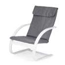 Hintaszék, ModernHome TXWQM-31, szürke/fehér, 96 x 67 x 76 cm, fa és fém váz, levehető huzat, 120 kg teherbírás